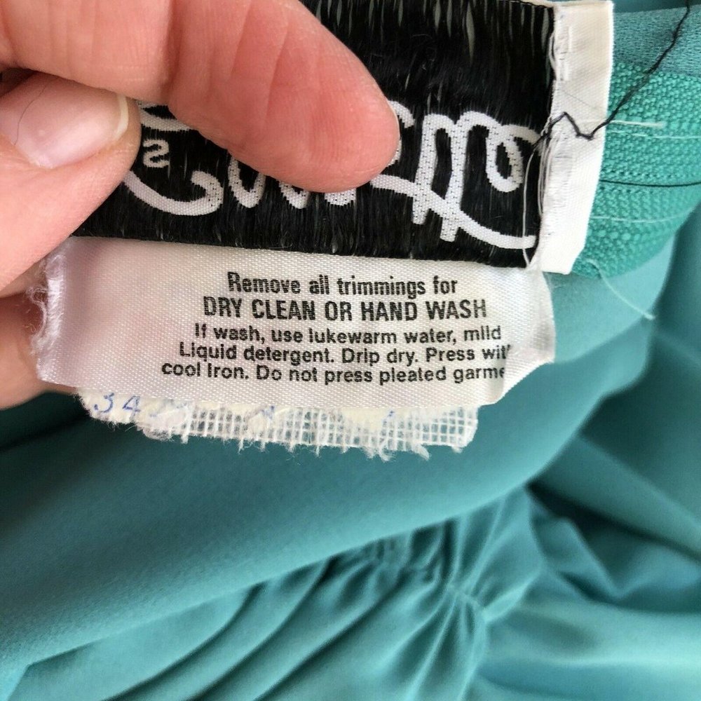 Miss Elliete Vtg 60s Teal Tulip Hem Dress  |  Wome - Picture 9 of 10